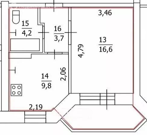 1-комнатная квартира: Курск, улица Радищева, 18 (34.3 м) - Фото 1