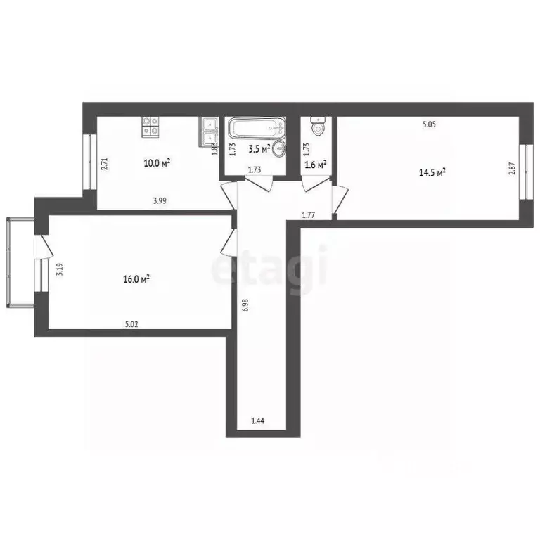 2-к кв. Калужская область, Калуга ул. Георгия Амелина, 10 (57.0 м) - Фото 1