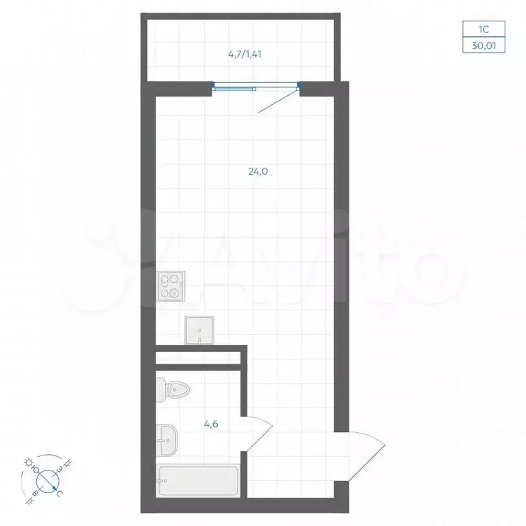 Квартира-студия, 30 м, 3/18 эт. - Фото 0