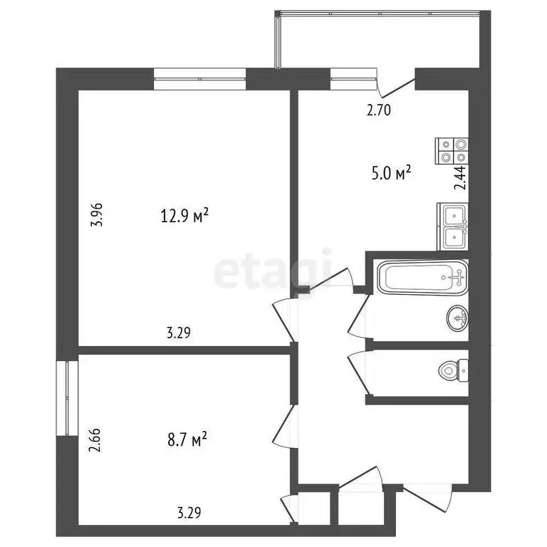 2-комнатная квартира: Видное, Советский проезд, 7 (37 м) - Фото 0