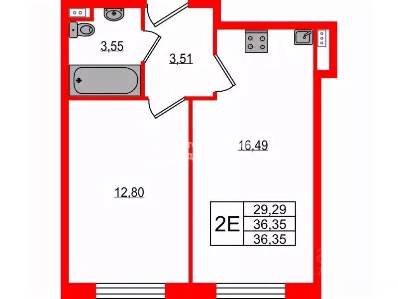 1-к кв. Санкт-Петербург ул. Архивная, 3к1 (36.5 м) - Фото 1