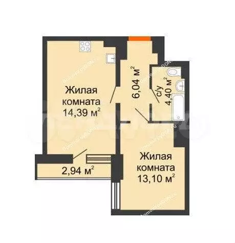 1-к. квартира, 43,5 м, 22/25 эт. - Фото 0