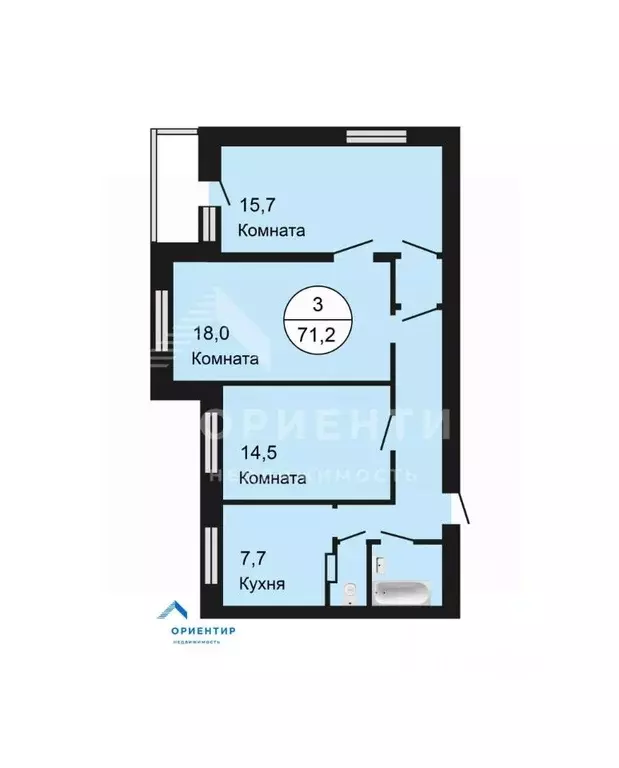 3-к кв. Свердловская область, Арамиль Красноармейская ул., 120к1 (71.2 ... - Фото 2