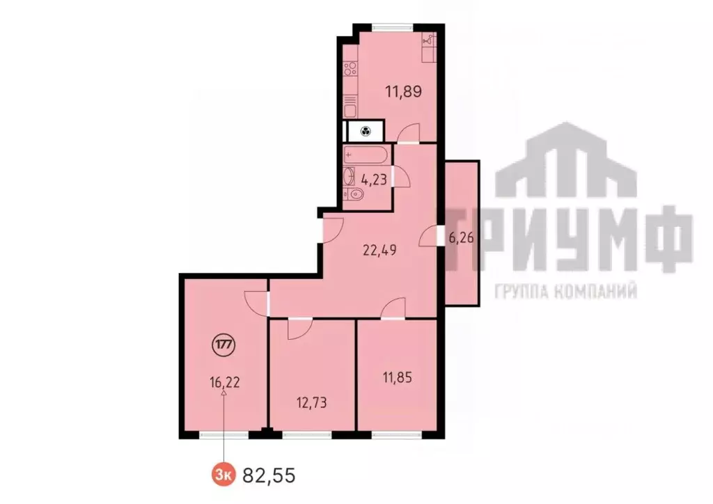 3-к кв. Нижегородская область, Кстово ул. Сутырина, 9 (82.55 м) - Фото 1