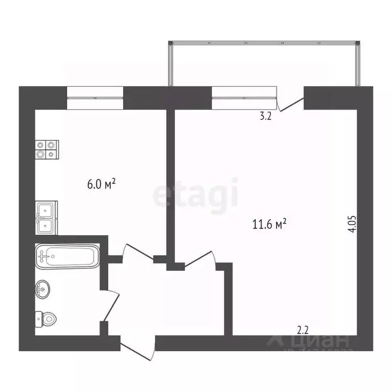 1-к кв. Крым, Армянск ул. Гайдара, 1 (22.9 м) - Фото 2
