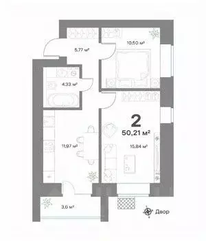 2-к кв. Нижегородская область, Выкса  (50.21 м) - Фото 1