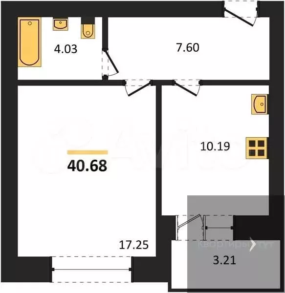 1-к. квартира, 40,7 м, 4/10 эт. - Фото 0