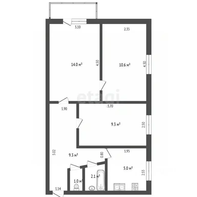3-к кв. Ростовская область, Батайск ул. Луначарского, 168 (51.3 м) - Фото 2