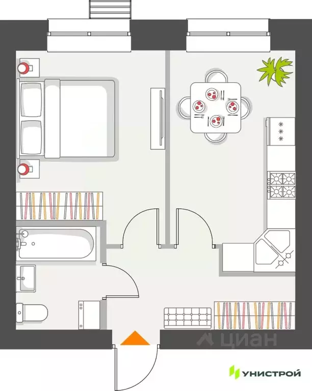 1-к кв. Татарстан, с. Высокая Гора Атмосфера жилой комплекс (34.63 м) - Фото 1