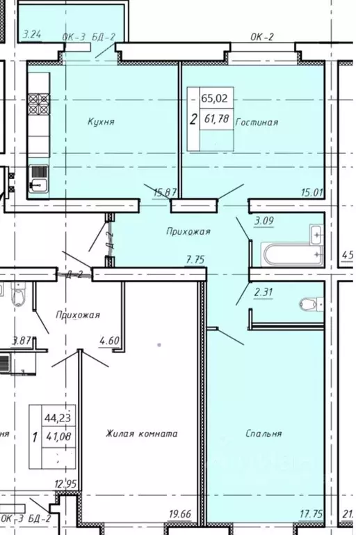 2-к кв. Тамбовская область, Тамбов ул. Имени Павла Строганова, 7 (65.2 ... - Фото 1