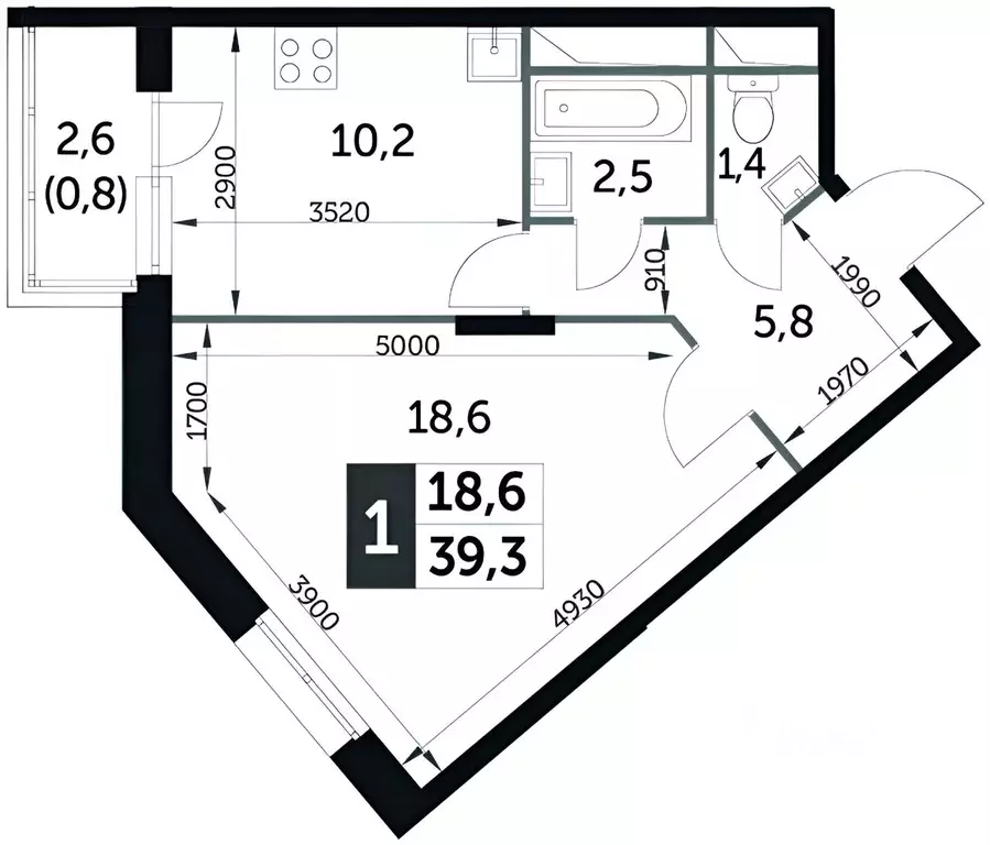 1-к кв. Московская область, Мытищи городской округ, пос. Нагорное ... - Фото 2