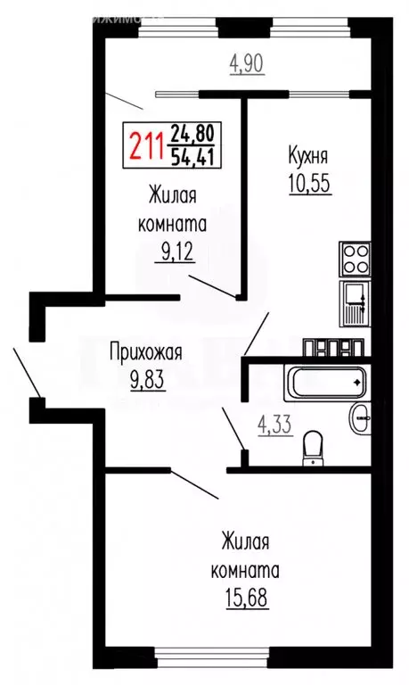 2-комнатная квартира: Екатеринбург, улица Лыжников, 3 (55 м) - Фото 0