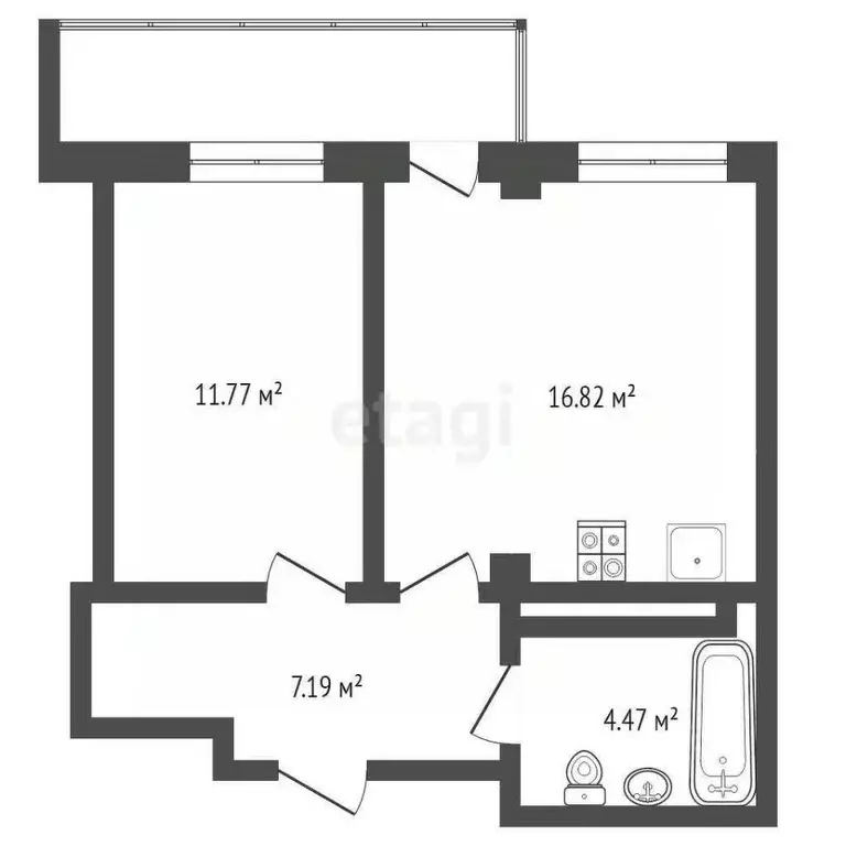1-к кв. Тюменская область, Тюменский муниципальный округ, д. Патрушева ... - Фото 2