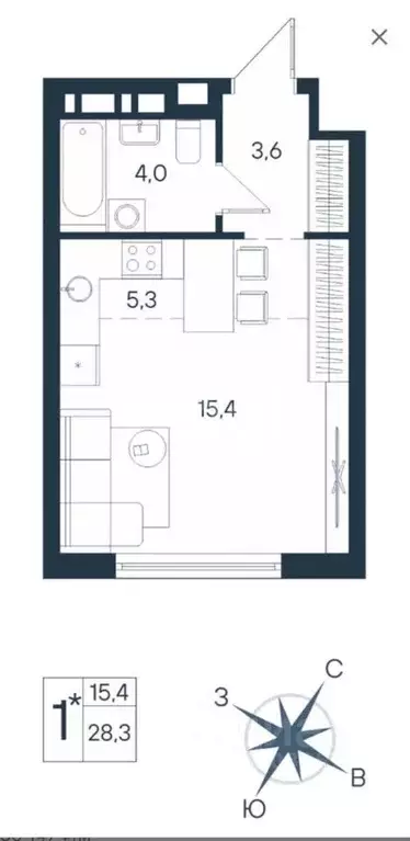 Студия Пермский край, Пермь ул. Космонавта Беляева, 17 (28.7 м) - Фото 0