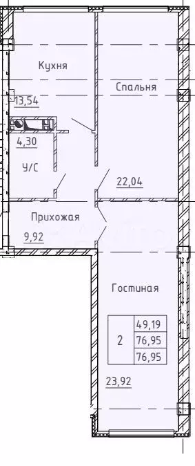 2-к. квартира, 77 м, 10/10 эт. - Фото 0