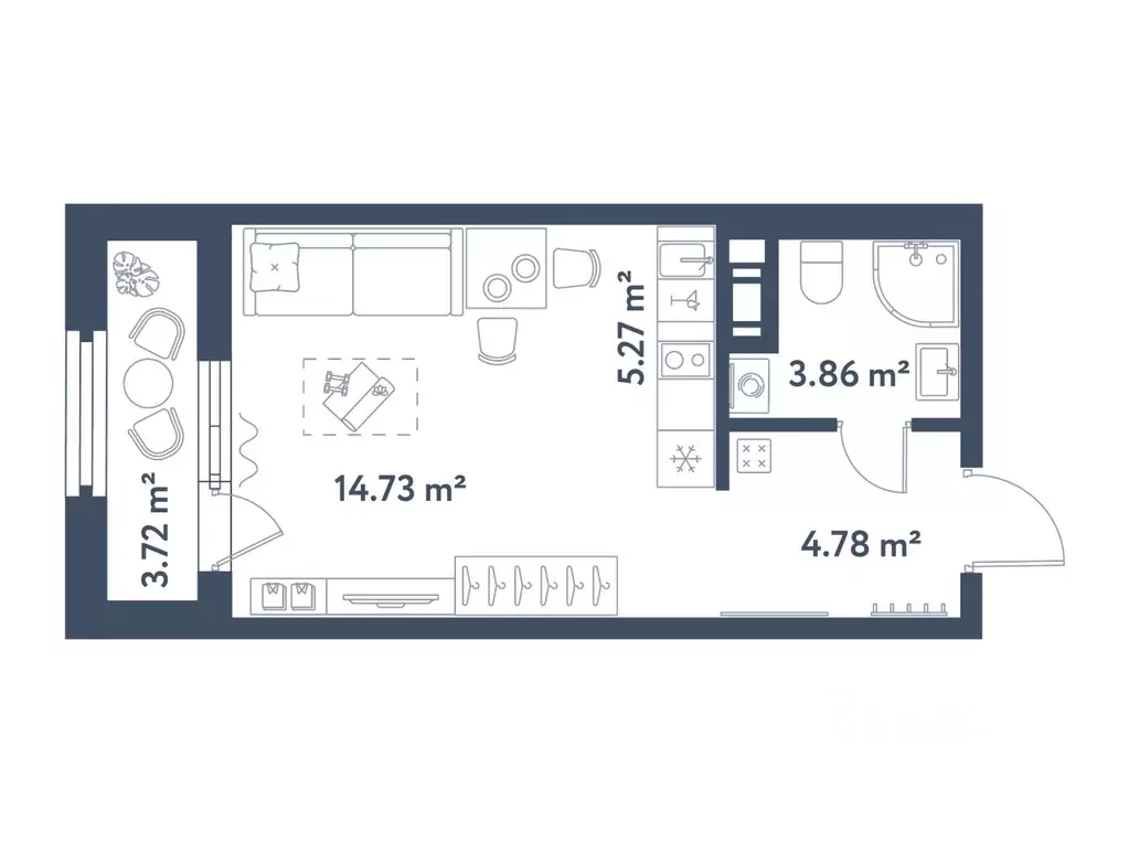 Студия Санкт-Петербург Московский просп., 114 (30.5 м) - Фото 0