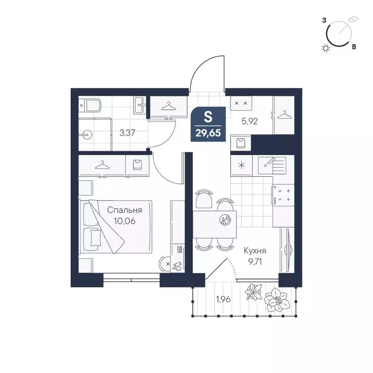 1-к кв. Новгородская область, Великий Новгород Медь кв-л,  (29.65 м) - Фото 1