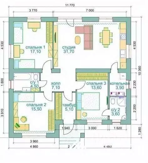 Дом в Омская область, Омский район, с. Троицкое ул. Янтарная (105 м) - Фото 2