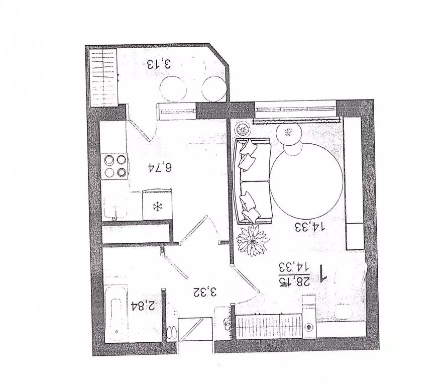 1-комнатная квартира: Клин, микрорайон Майданово, 2к4 (27.2 м) - Фото 1