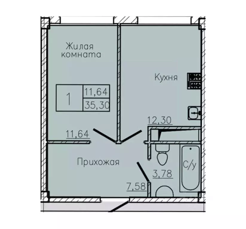 1-к кв. Ставропольский край, Пятигорск  (35.3 м) - Фото 1