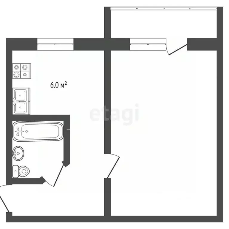 1-к кв. Московская область, Коломна ул. Дзержинского, 6 (29.9 м) - Фото 2