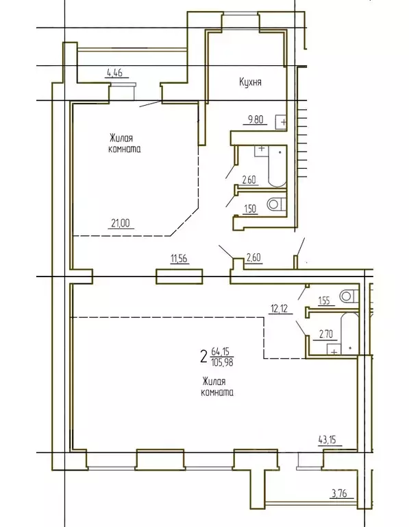 2-к кв. Челябинская область, Миасс просп. Макеева, 85 (105.98 м) - Фото 1