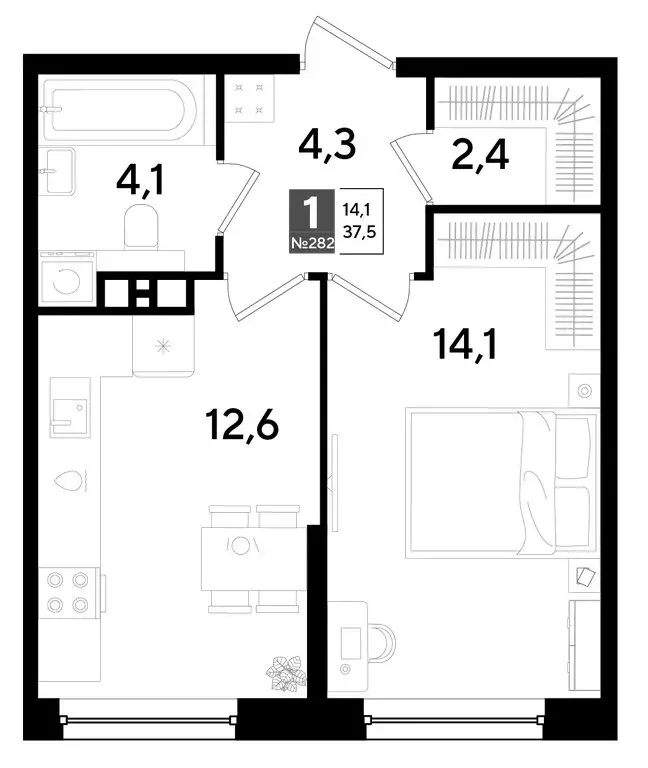 1-комнатная квартира: Краснодар, микрорайон Догма Парк (37.5 м) - Фото 0