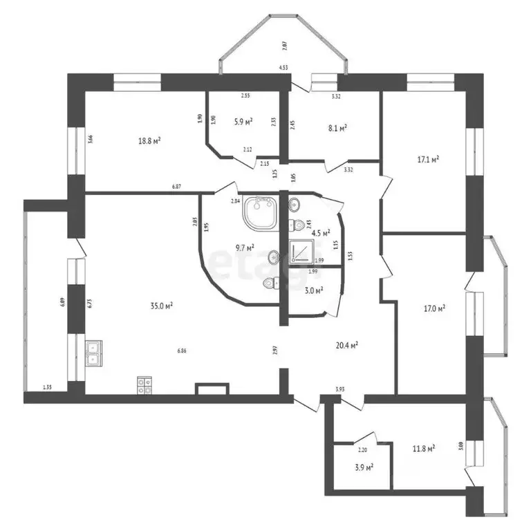 5-к кв. Брянская область, Брянск ул. Фокина, 115 (160.0 м) - Фото 1