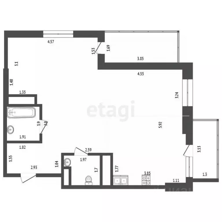 2-к кв. Самарская область, Самара ул. Советской Армии, 238а (69.0 м) - Фото 2