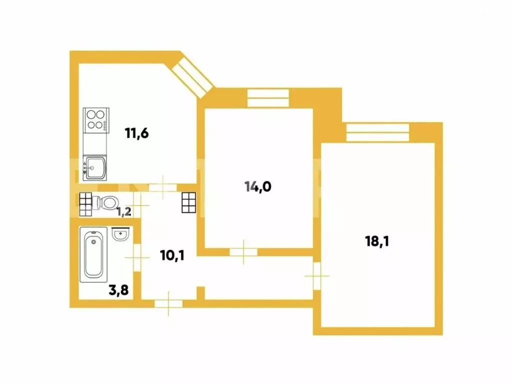 2-комнатная квартира: Санкт-Петербург, улица Оптиков, 52к2 (58.8 м) - Фото 1