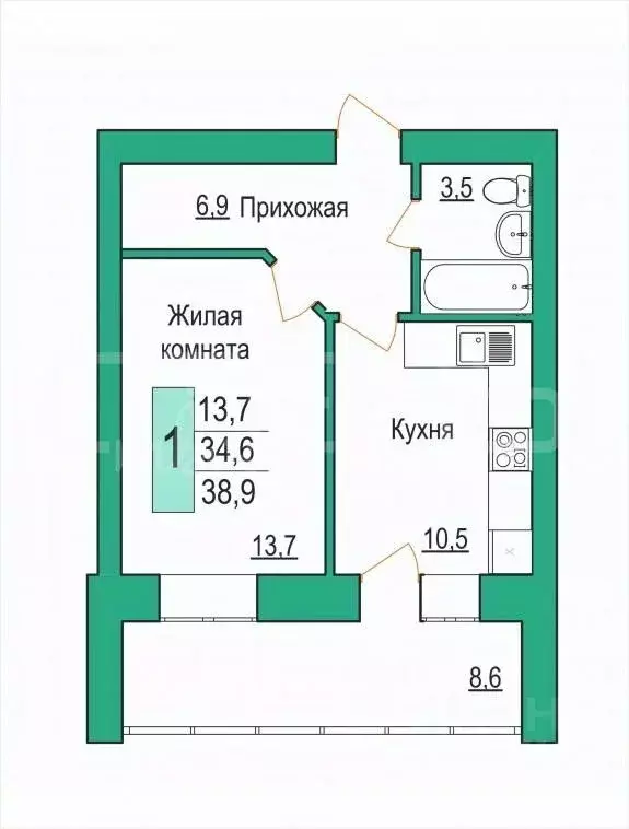 1-к кв. Амурская область, Благовещенск ул. Василенко, 7/1 (37.9 м) - Фото 0