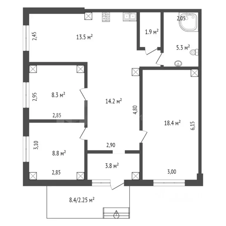 3-к кв. Тюменская область, Тюмень ул. Парада Победы, 17 (75.0 м) - Фото 1