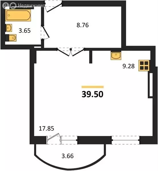 Квартира-студия: Новосибирск, улица Дуси Ковальчук, 242 (40 м) - Фото 0