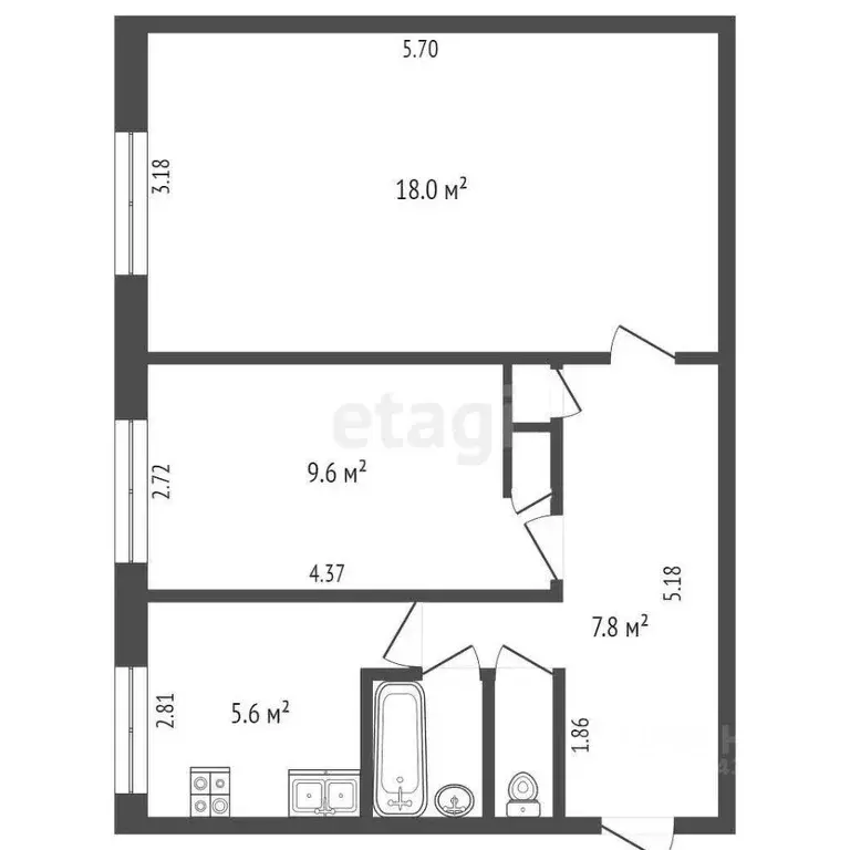 2-к кв. Московская область, Видное Школьная ул., 61 (45.2 м) - Фото 1