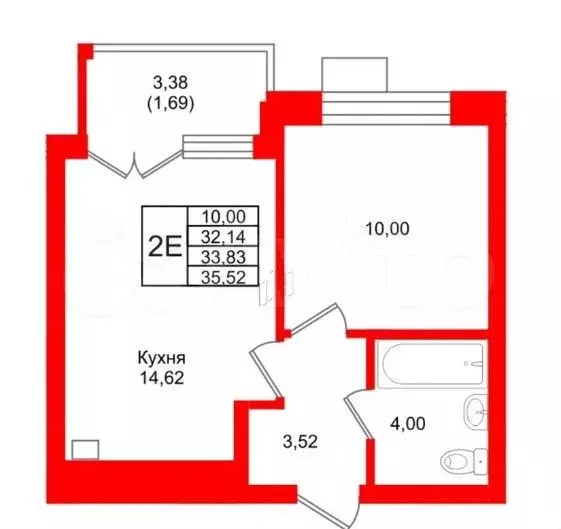 1-к. квартира, 35,5 м, 4/7 эт. - Фото 1