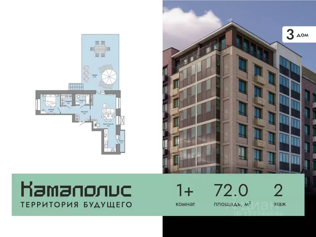 1-к кв. Пермский край, Пермь Заимка мкр, Камаполис жилой комплекс ... - Фото 0