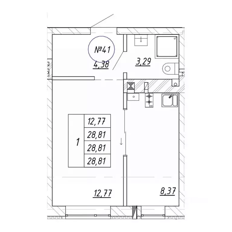 1-к кв. Калининградская область, Зеленоградск  (28.81 м) - Фото 1