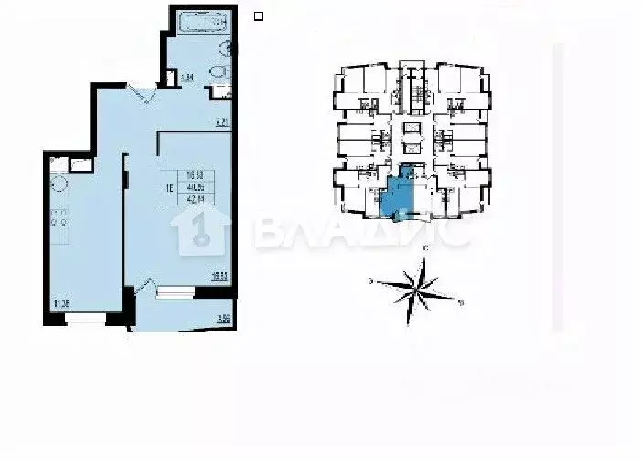 1-к кв. Владимирская область, Владимир ул. Родионовка, 14к3 (42.4 м) - Фото 1