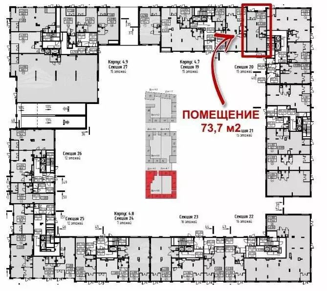 Помещение свободного назначения в Москва № 23 кв-л,  (74 м) - Фото 1