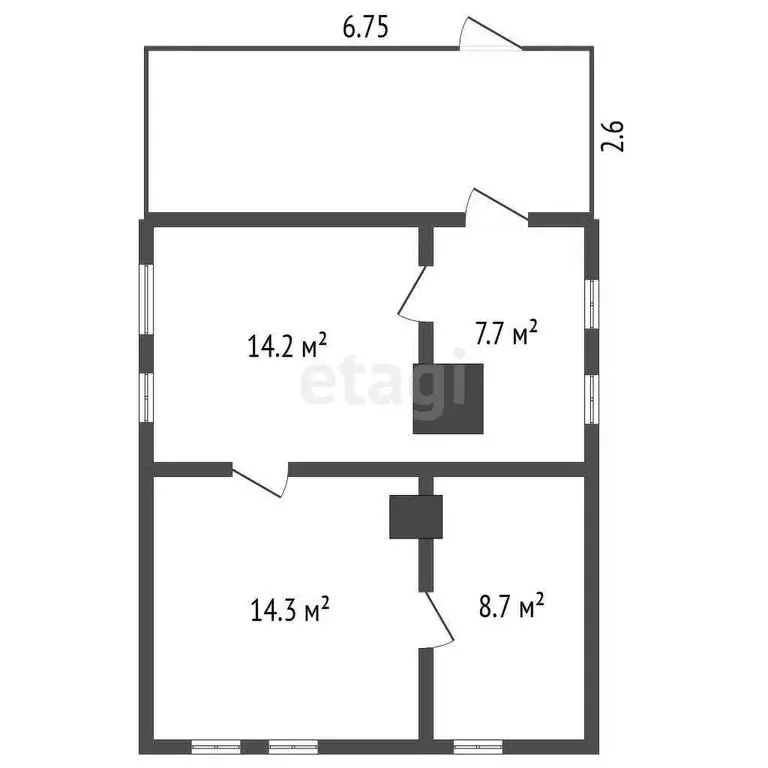 Дом в село Падун, Первомайская улица (44.9 м) - Фото 1