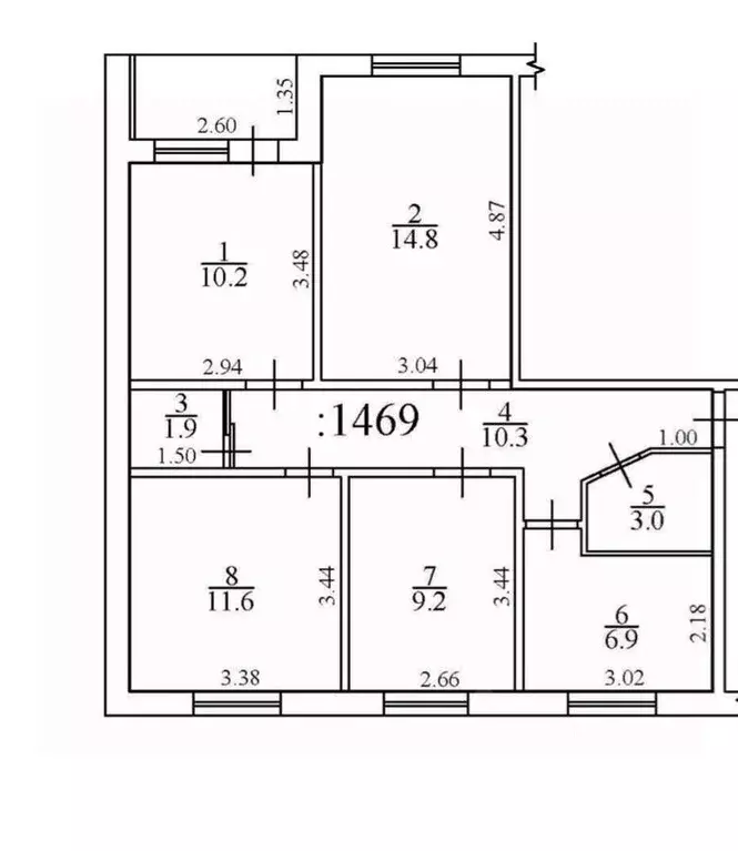 4-к кв. Вологодская область, Череповец Архангельская ул., 17Б (67.9 м) - Фото 2