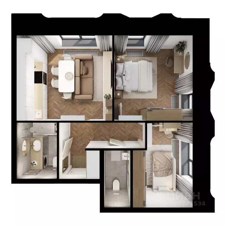 2-к кв. Татарстан, Казань Ботаническая 3 жилой комплекс, 1 (50.2 м) - Фото 2