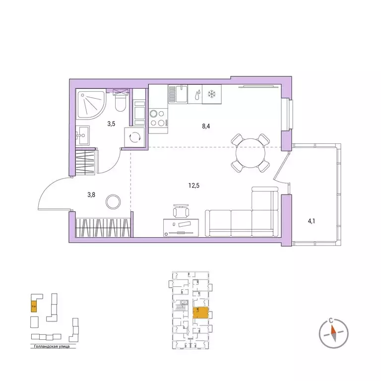 Квартира-студия: городской посёлок Янино-1, ЖК Янинский Лес (29.4 м) - Фото 1