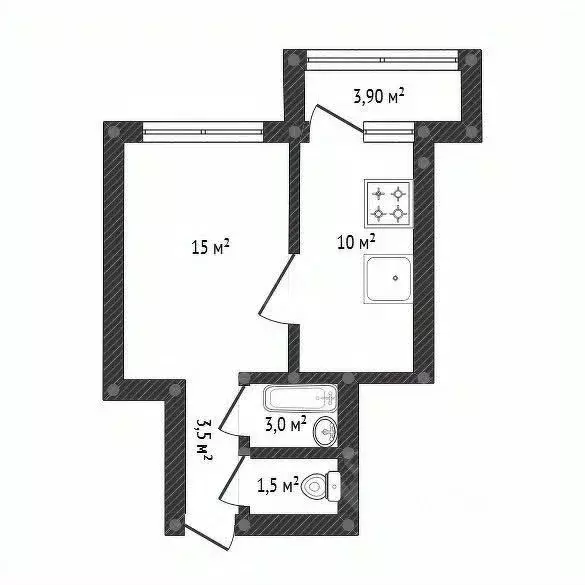 1-к кв. Башкортостан, Уфа Комсомольская ул., 135 (31.1 м) - Фото 2