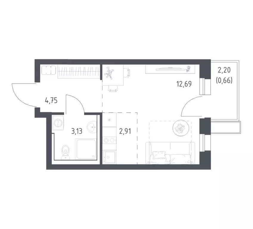 Квартира-студия: Балашиха, микрорайон Авиаторов, улица Колдунова, 1 ... - Фото 1