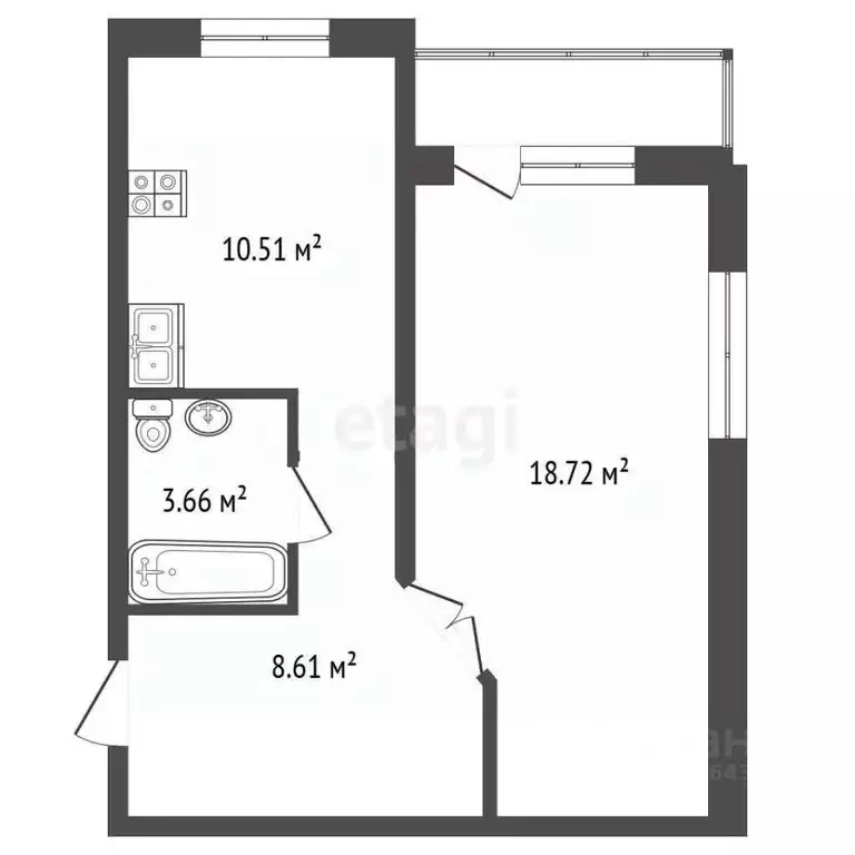 1-к кв. Московская область, Лобня Спортивная ул., 1 (42.47 м) - Фото 1