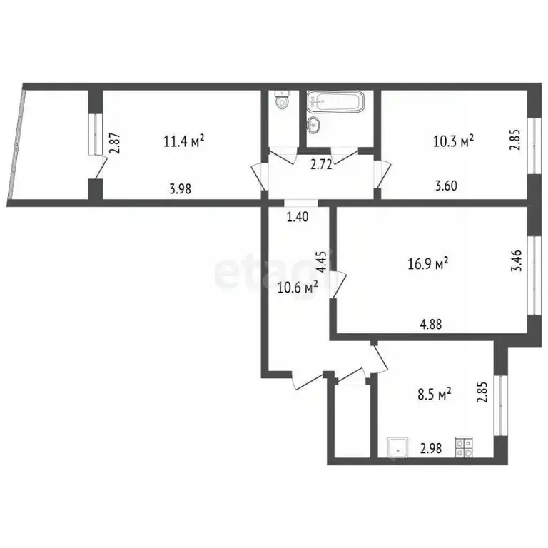 3-к кв. Орловская область, Орел ул. Бурова, 30 (62.6 м) - Фото 1