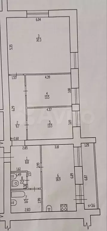 Доля в 3-к. квартире, 104,5 м, 3/10 эт. - Фото 0