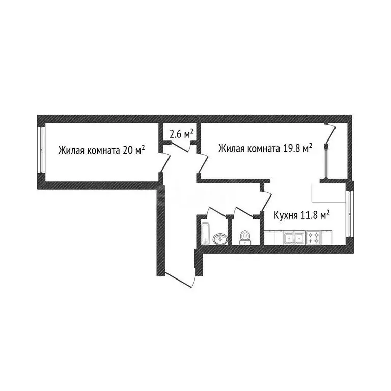 2-комнатная квартира: Краснодар, Восточно-Кругликовская улица, 46/А ... - Фото 1