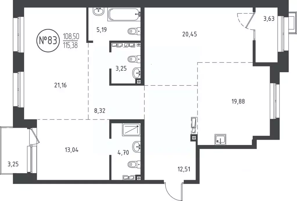 3-к кв. Иркутская область, Иркутск ул. Эдуара Дьяконова, 10 (114.72 м) - Фото 0